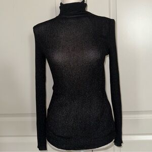 Vintage 60’s Joseph Magnin Willee Woo Black Metallic Turtleneck Sweater Medium